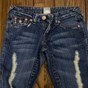 Y2k True Religion Distressed Blue Skinny Jeans